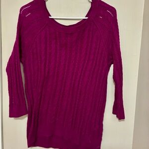 American Eagle Outfitters Magenta Cable Knit Sweater